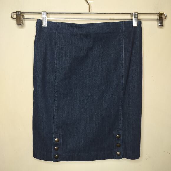 J. Jill Blue Denim Stretch Pencil Skirt 2 Missy - Picture 6 of 8